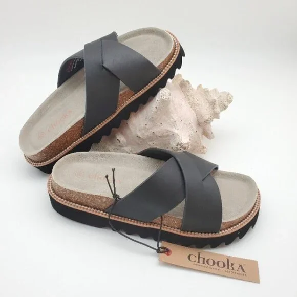 BUY ONE GET ONE FREE Chooka Paige Size 9 Leather & Cork Slide Sandal - Picture 2 of 7